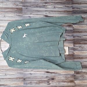 PINK Cropped Hoodie with Lace-Up Sides Size M